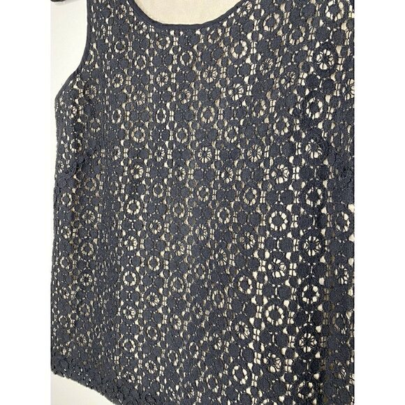 J.Crew Blouse Size 2 Women's Sleeveless Black Lace Zip Formal Professional Tank - Picture 4 of 5